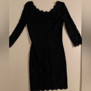 DVF navy lace dress